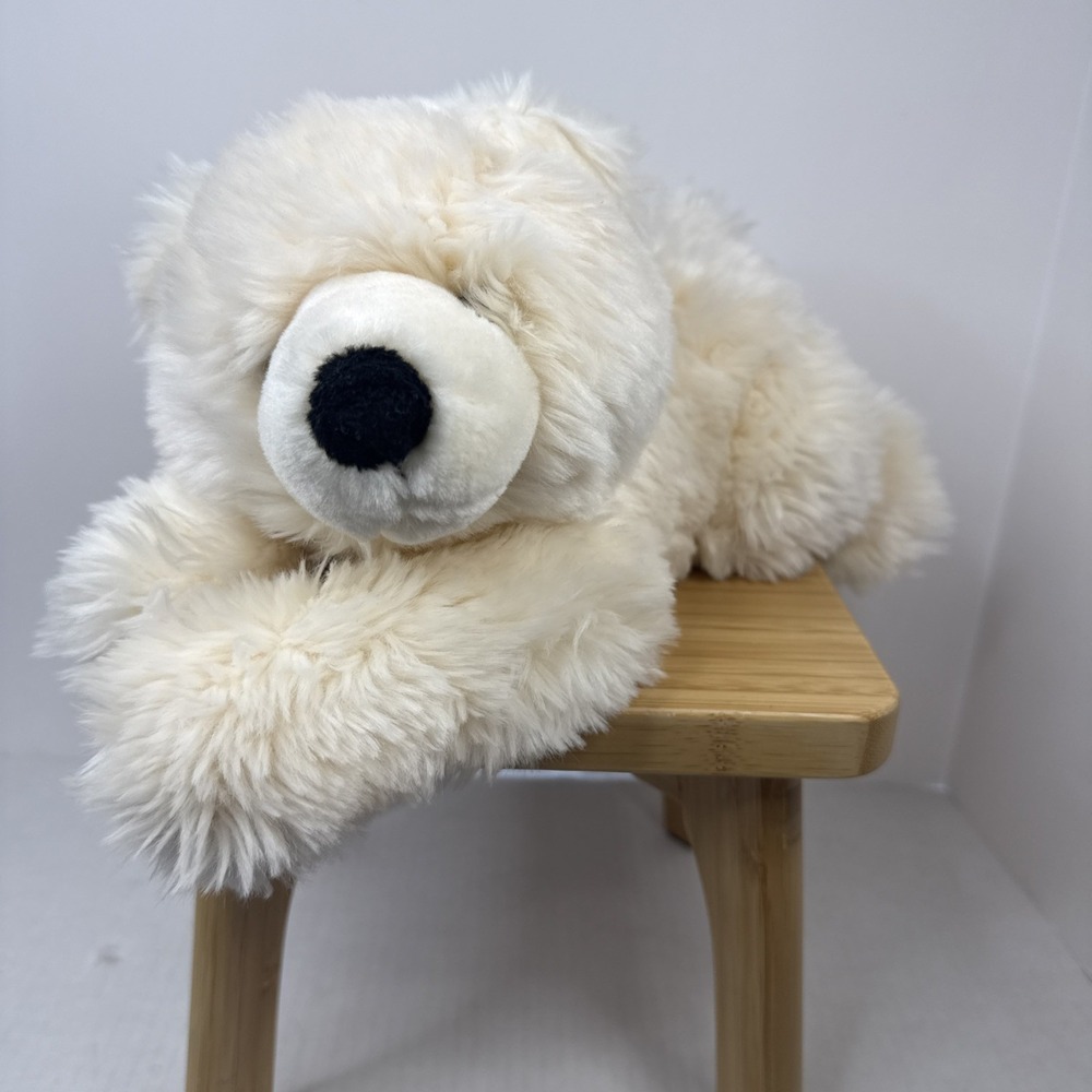 Aurora Polar Bear Plush Soft Fluffy Lay-Down Stuffed Arctic Animal 11" Adorable